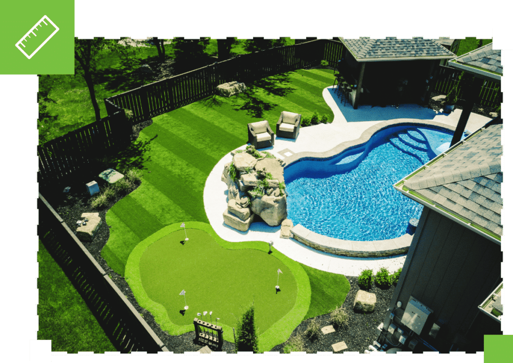 residential artificial grass backyard