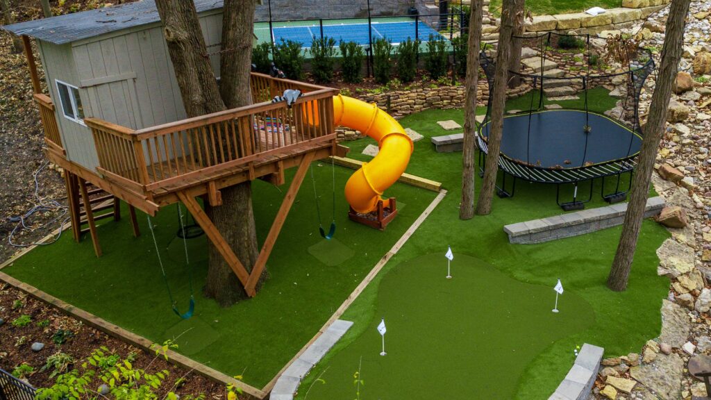 residential playground made with artificial grass