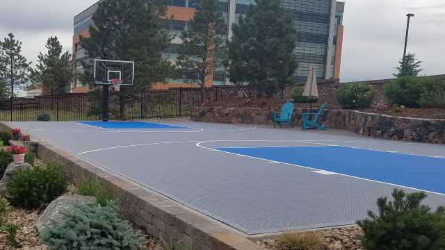 Outdoor basketball surface installed by SYNLawn